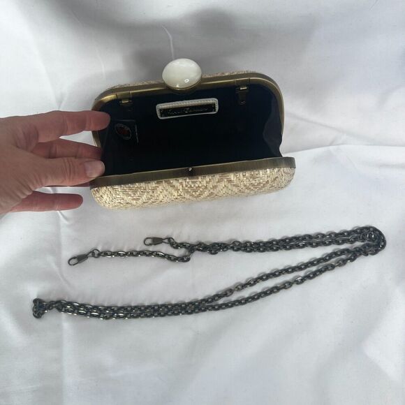 Urban Expressions Large Pearl Clasp Straw Rattan Crossbody Clutch‎ - Picture 5 of 9